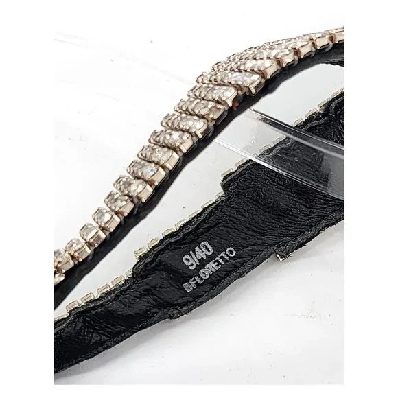 B BRIAN ATWOOD BFLORETO Suede Crystal Embellished Sandals T-Strap Black - Picture 7 of 14